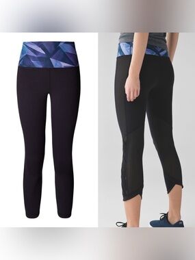 Lululemon Var-City Crop Black & Purple Print Leggings Women’s Size 4